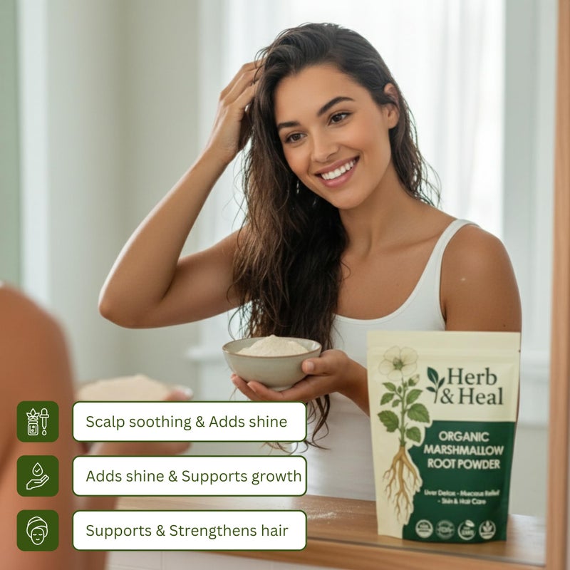 Herb & Heal Organic Marshmallow Root Powder | Althaea Officinalis Herb | Dried Marshmellow Root for Tea, Hair & Skin, DIY Remedies, Digestive & Liver Support | Non-GMO, Vegan (8 Ounce) - Image 4